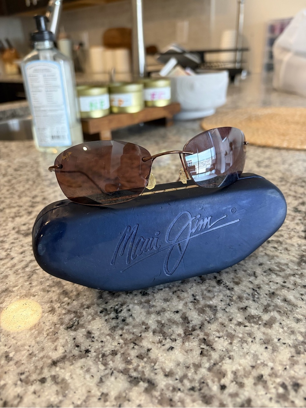 Maui Jim Rimless Sunglasses with Brown Lenses and Gold Frame